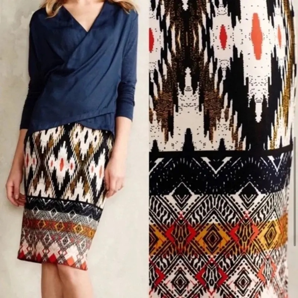 Anthropologie Maeve Ikat Iguazu Pencil Skirt
